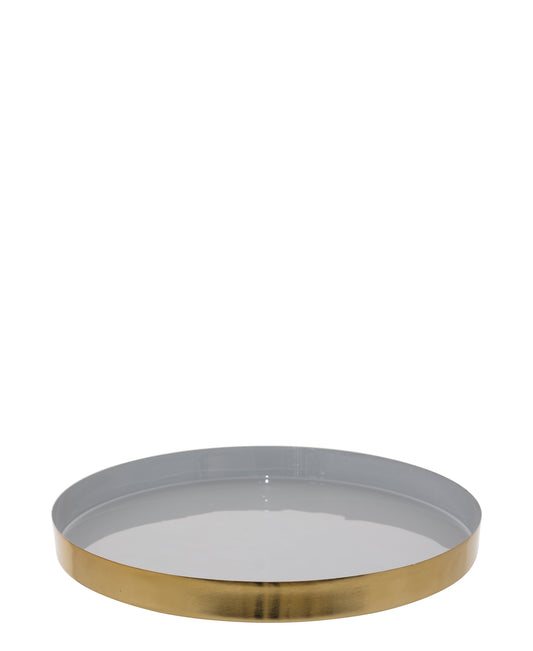 Urban Decor Satin Brass Tray 40cm - Gold & Grey