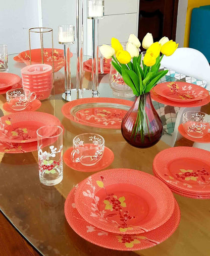 Luminarc Japanese 46 Piece Dinner Set - Pink