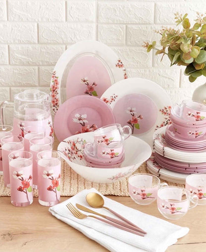 Luminarc Rose Garden Dinner Set 46 Piece - Pink