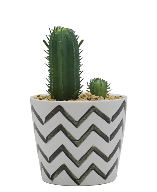 Geo Wavey Mini Pot Plant 12cm - White & Black