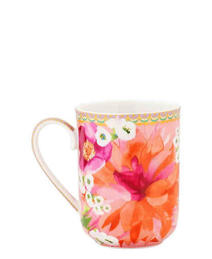 Maxwell & Williams T's & C's Dahlia Daze Lidded Mug With Infuser 340ML Pink Gift Boxed