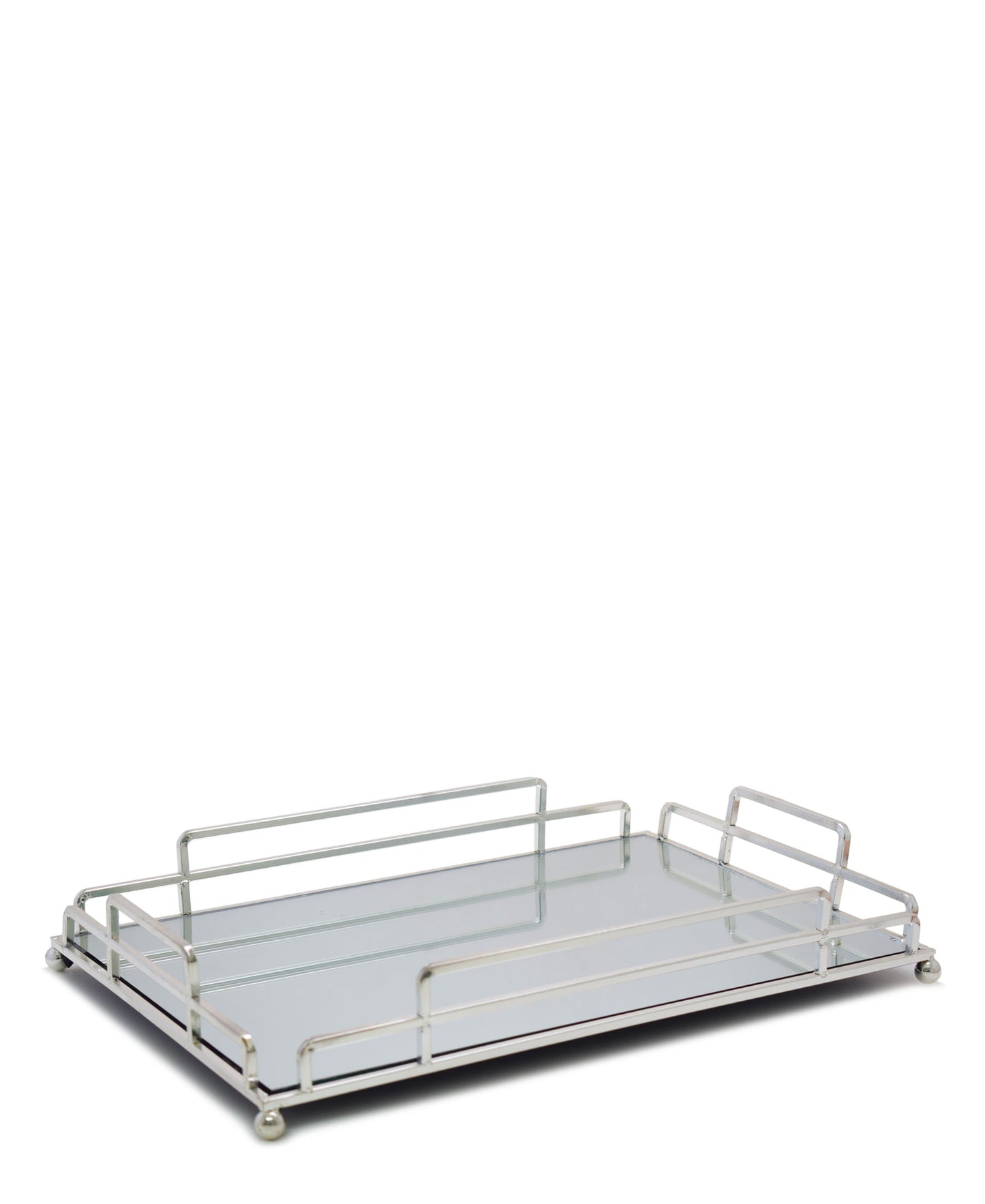 Urban Decor Rectangular Mirror Designer Tray - Silver