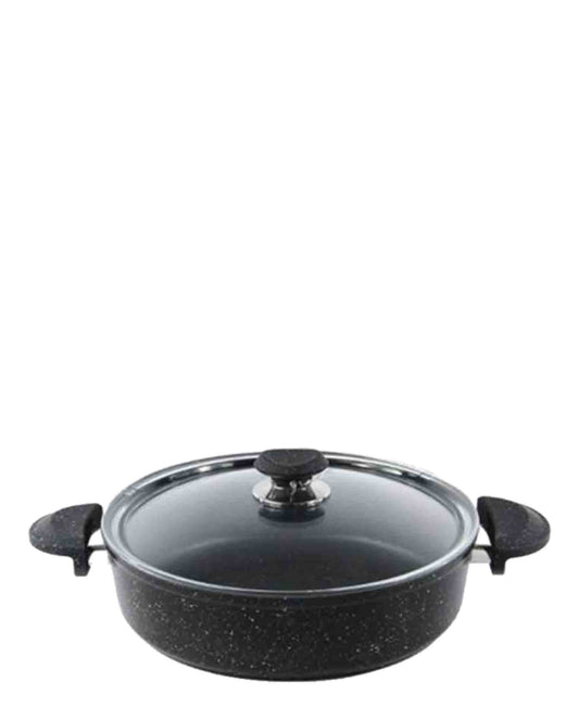 OMS 22cm Shallow Granite Pot - Black