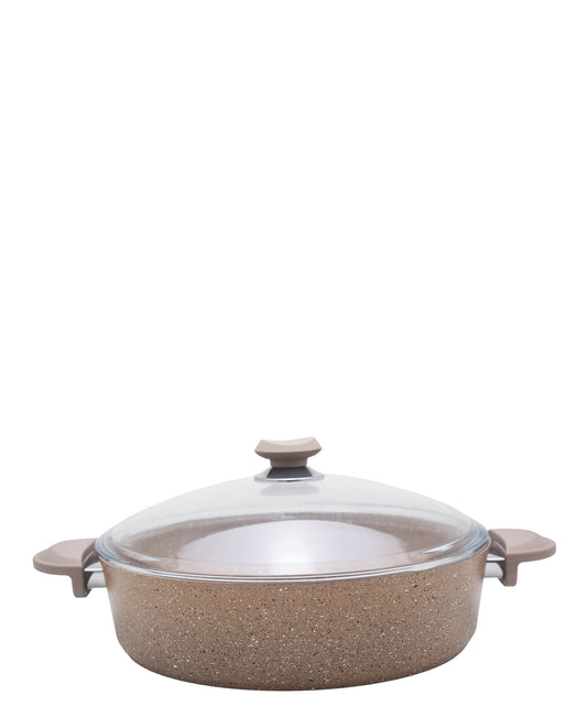 OMS 22cm Shallow Granite Pot - Beige