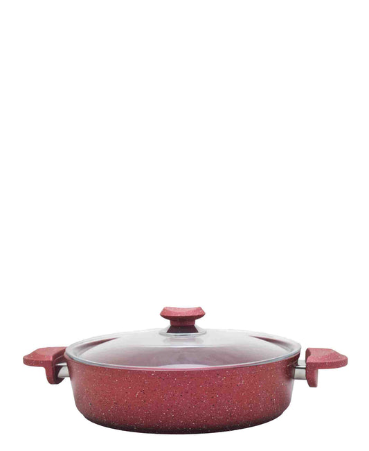 OMS 24cm Shallow Granite Pot - Red