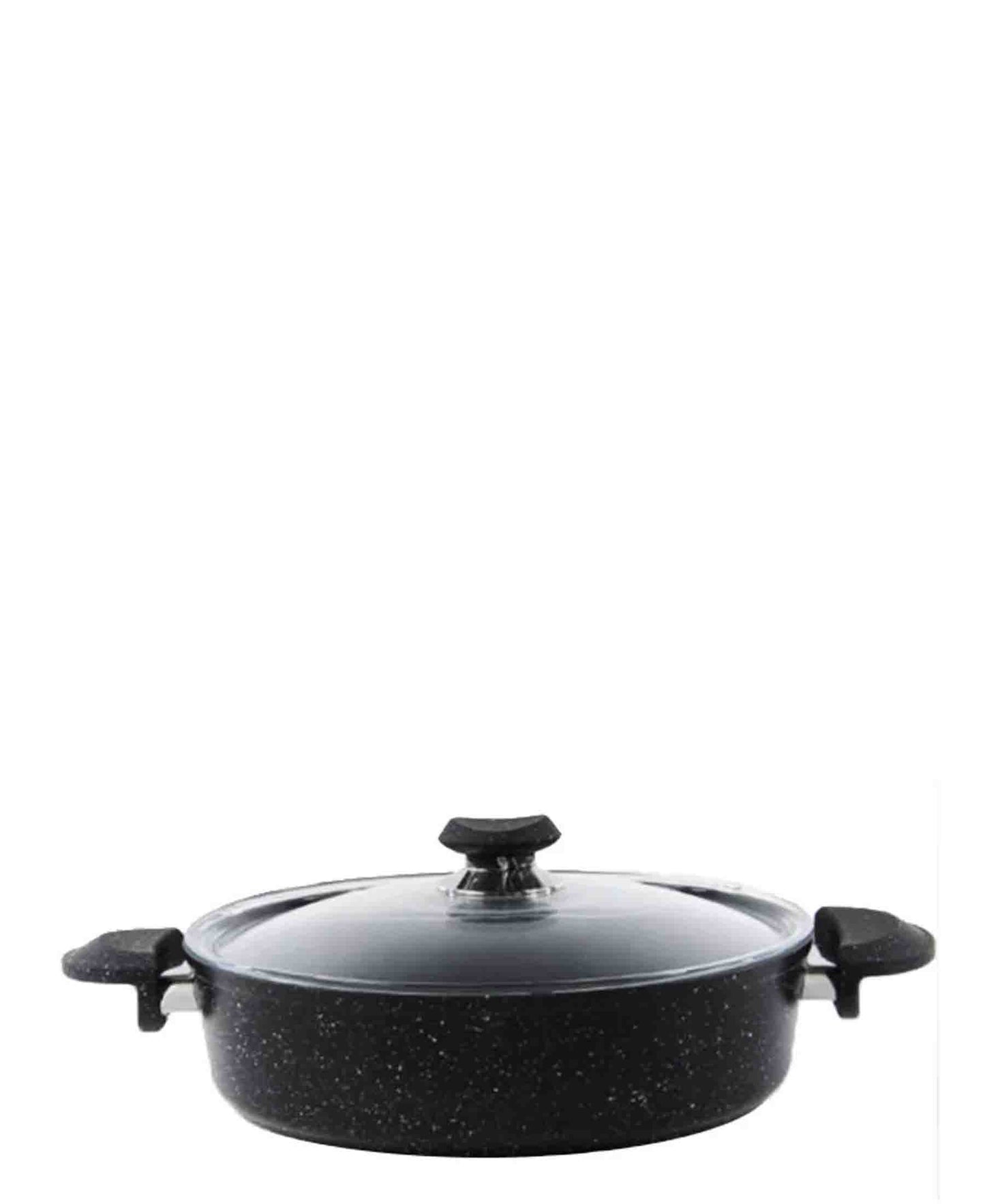 OMS 32cm Shallow Granite Pot - Black