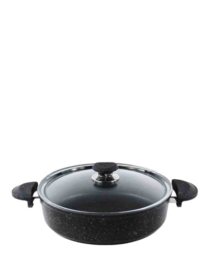 OMS 32cm Shallow Granite Pot - Black