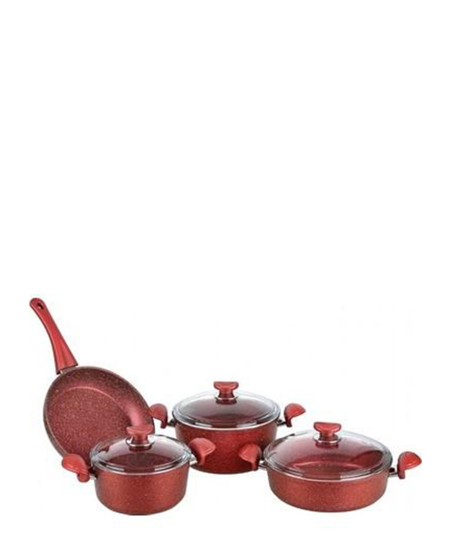 OMS 7 Piece Granite Cookware Pot Set - Red