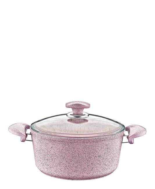 OMS Non Stick 30cm Granite Deep Casserole - Pink