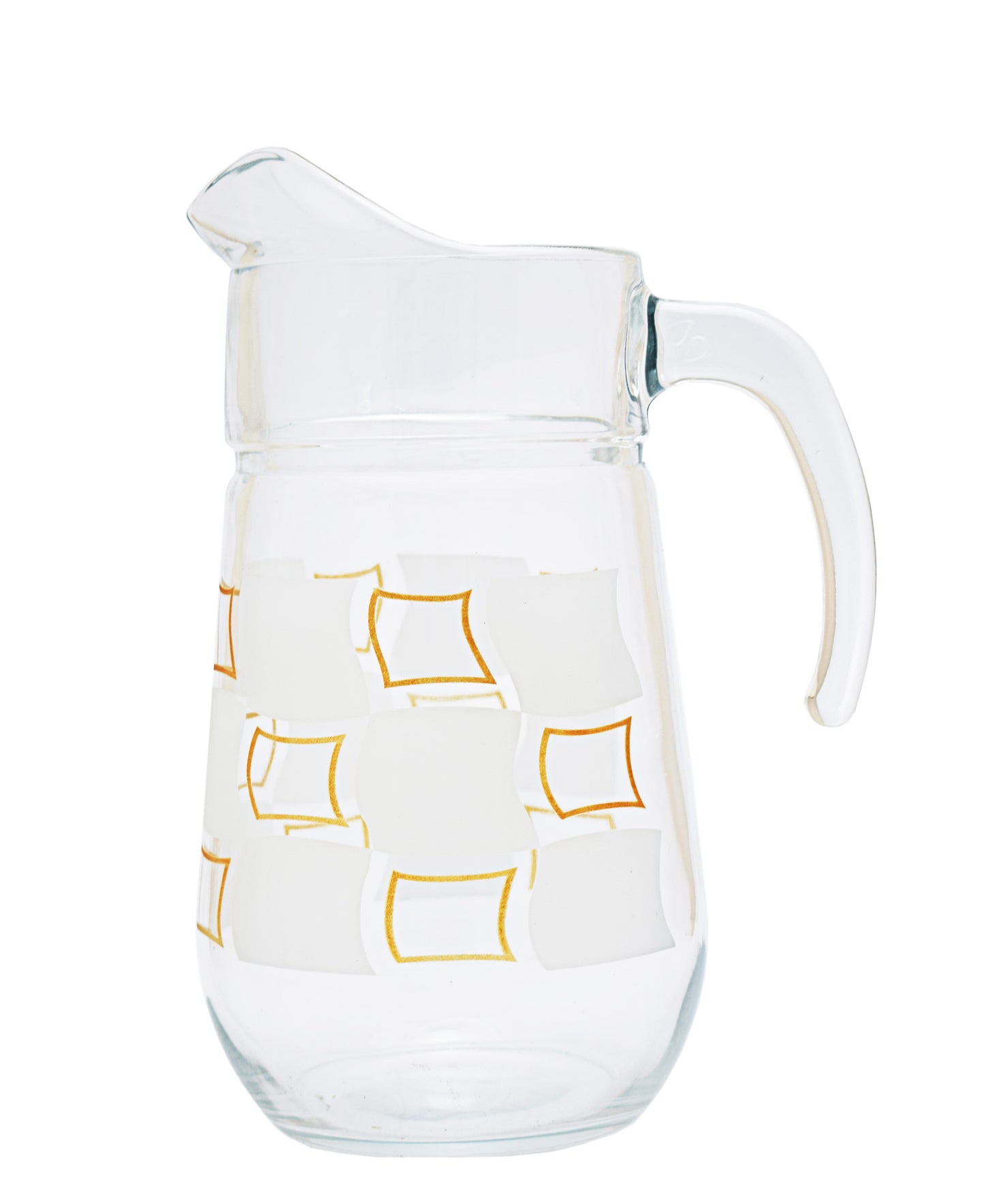 Pasabahce Checkered Jug 2L - Clear With Gold Pattern