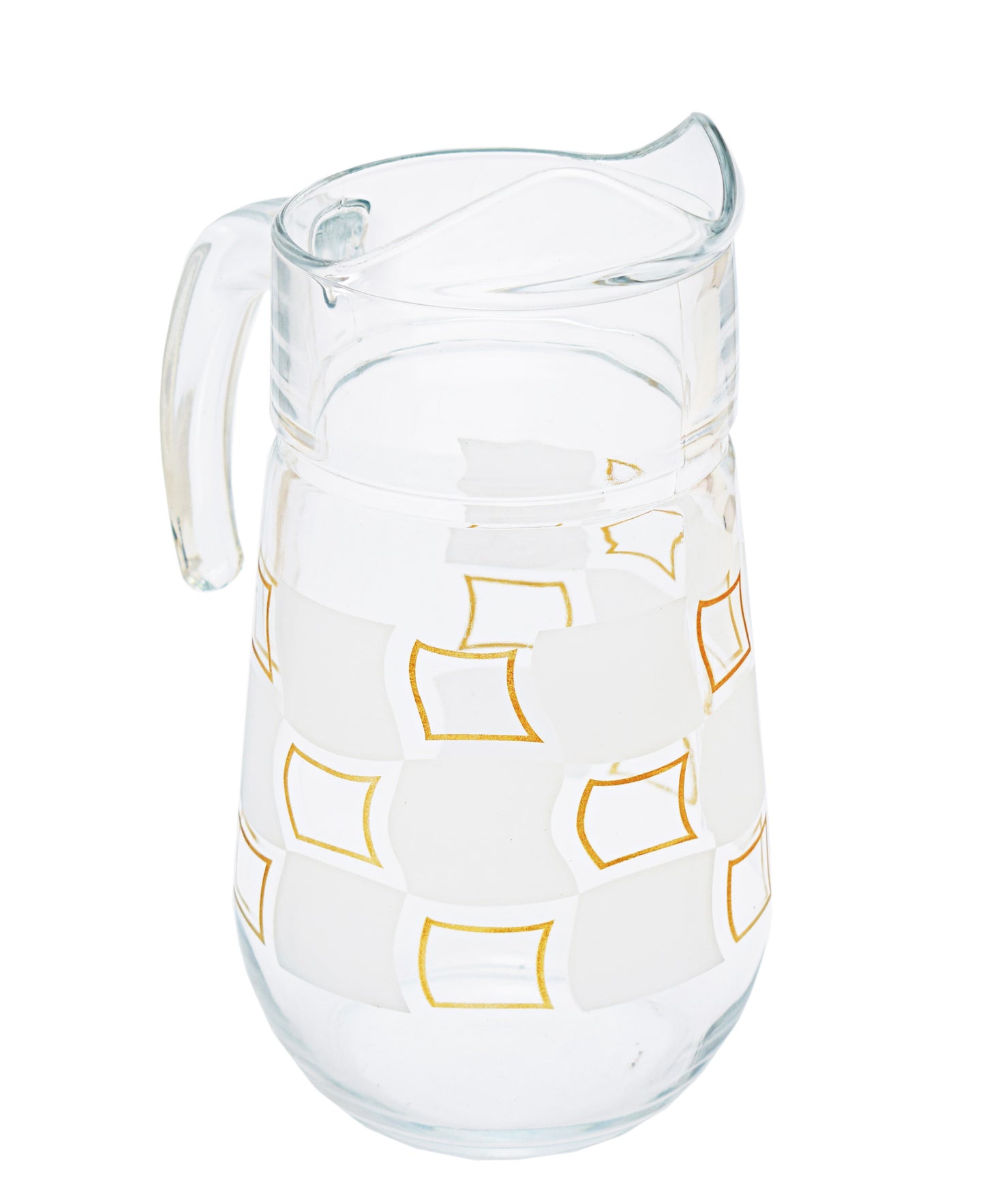 Pasabahce Checkered Jug 2L - Clear With Gold Pattern