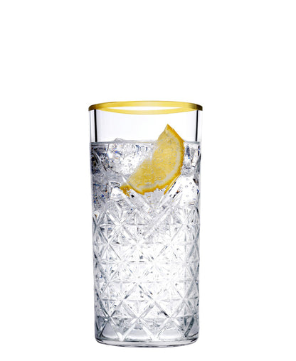 Pasabahce Timeless Cup 4 Piece - Clear With Gold Rim