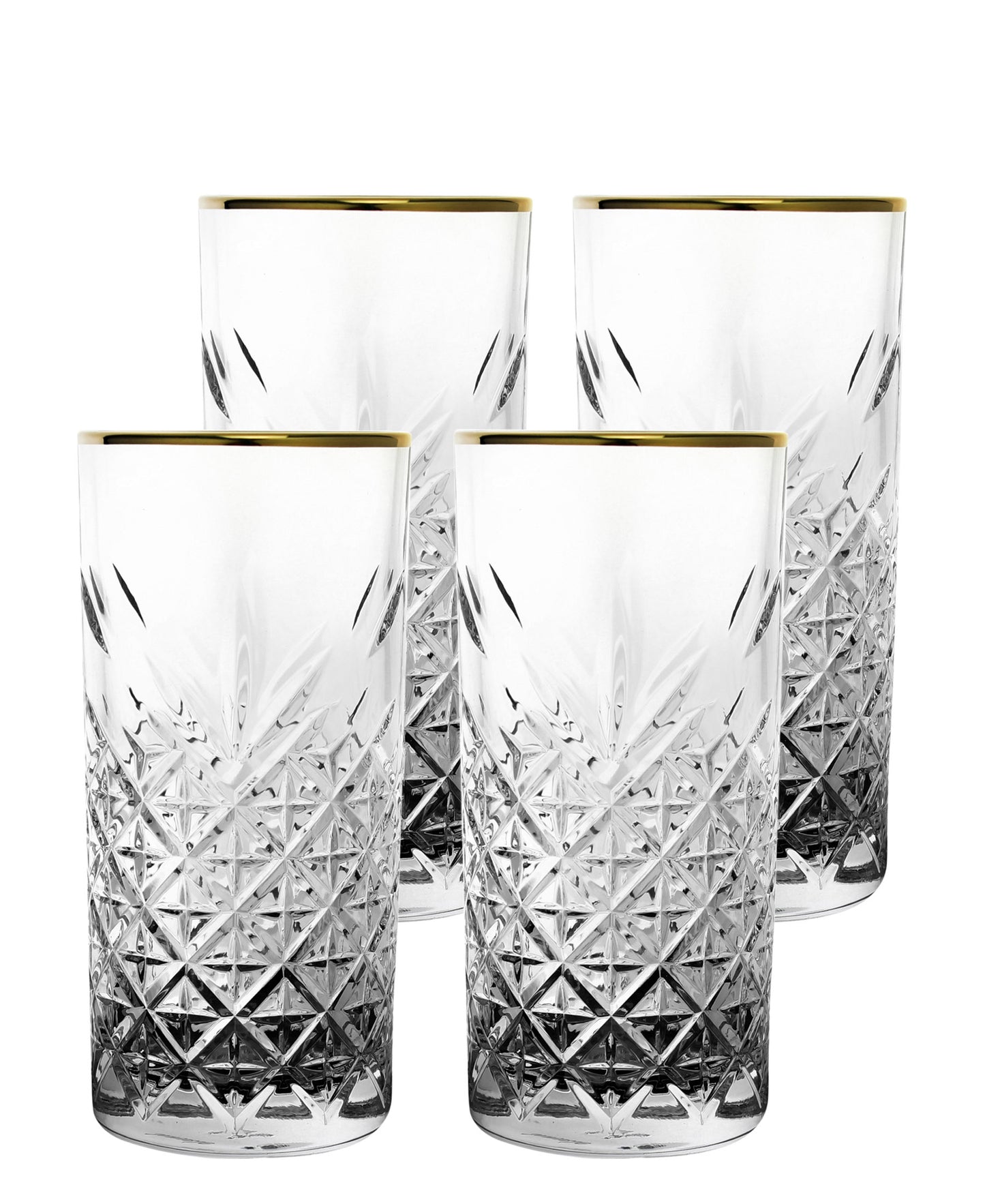 Pasabahce Timeless Cup 4 Piece - Clear With Gold Rim