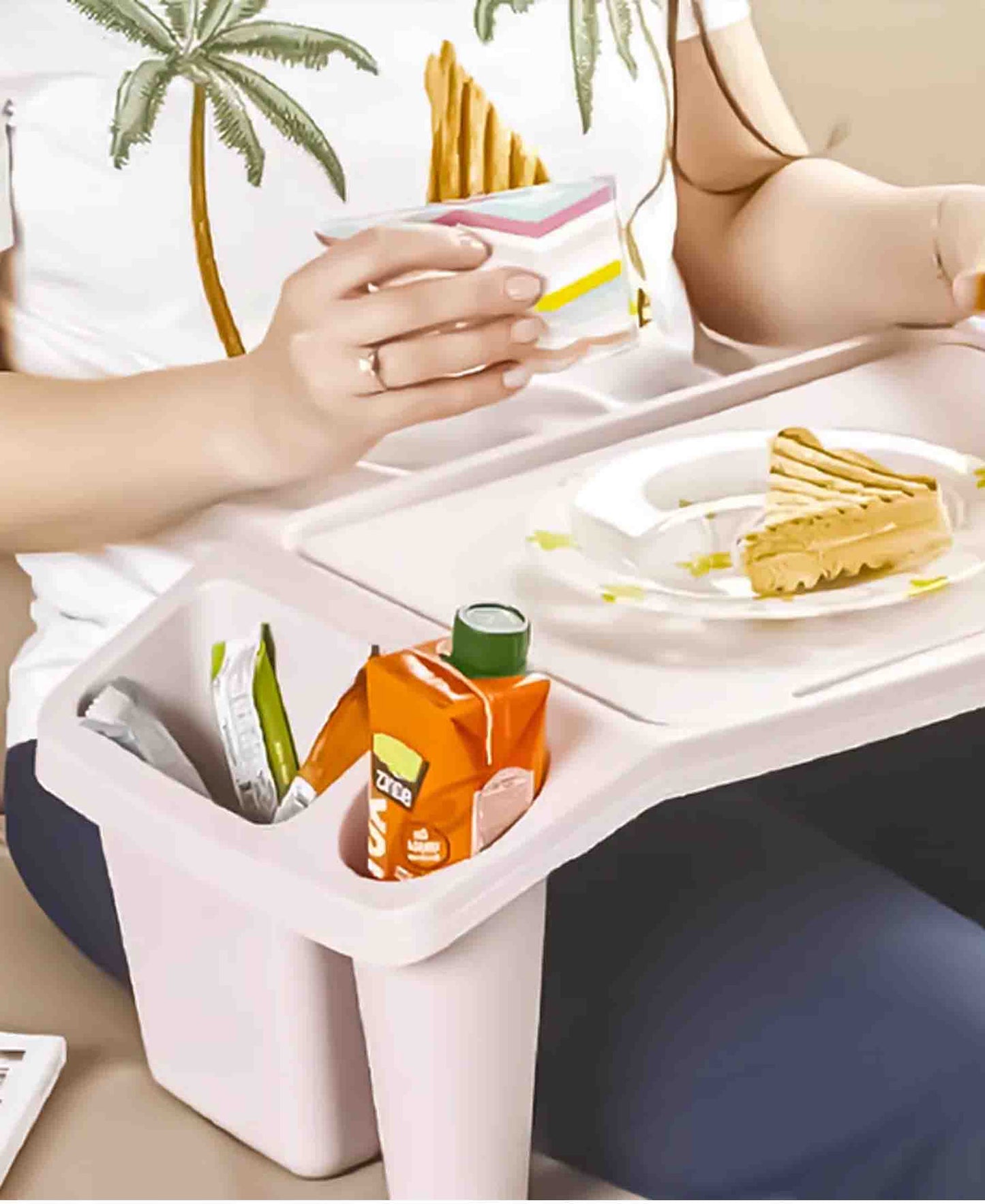 Portable Multi Purpose Tray & Drink Holder - Pink
