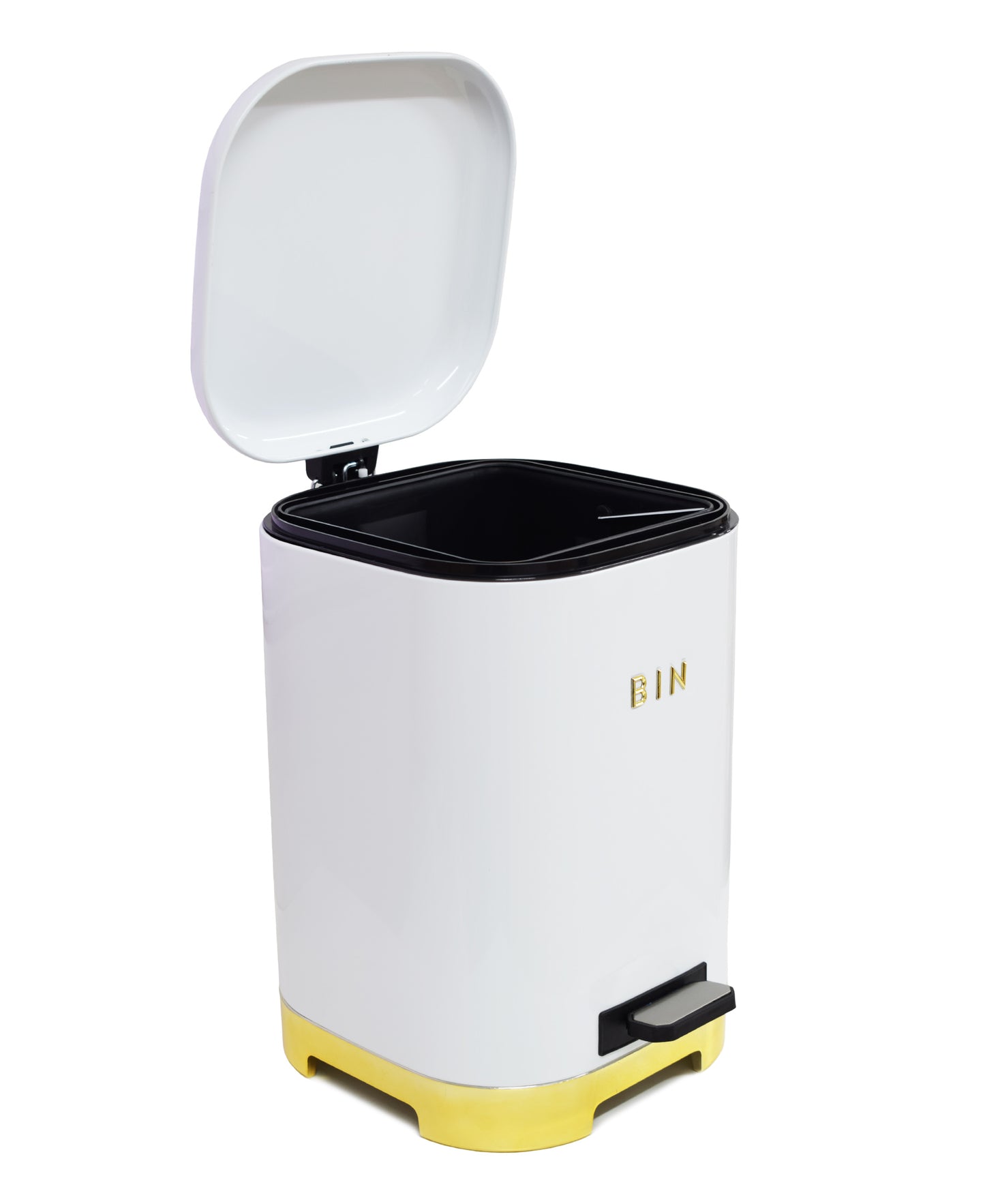 Retro Pedal Dust Bin 20LT - White & Gold