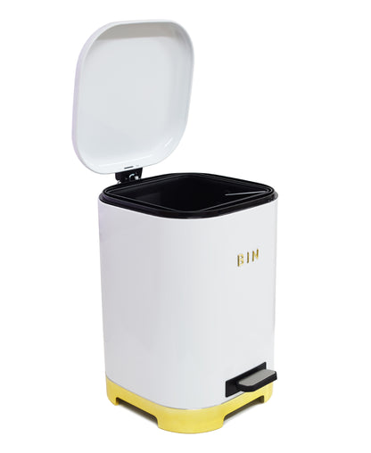 Retro Pedal Dust Bin 20LT - White & Gold