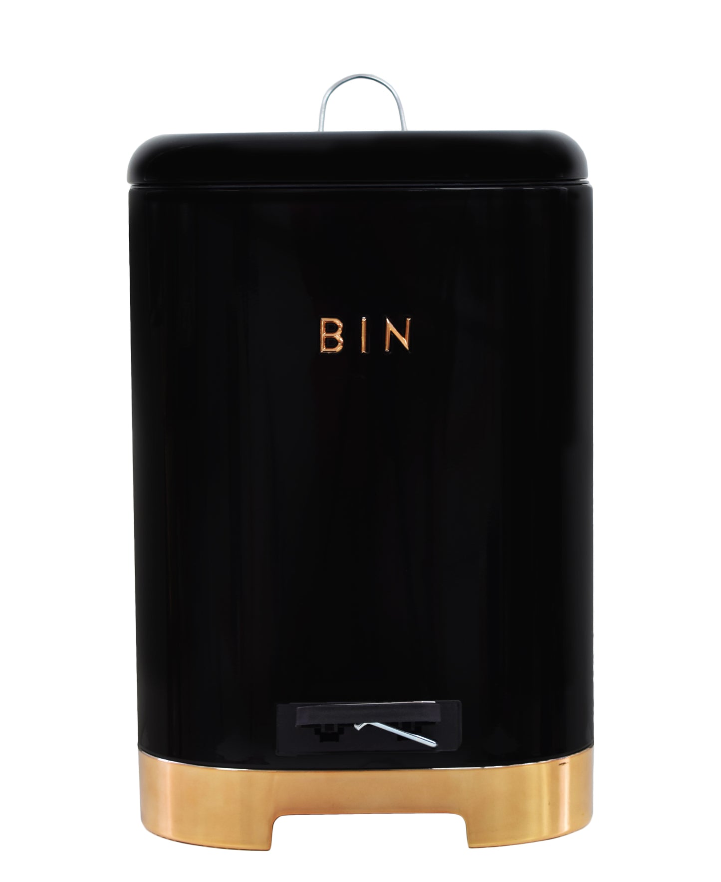 Retro Pedal Dust Bin 20Lt - Black & Rose Gold