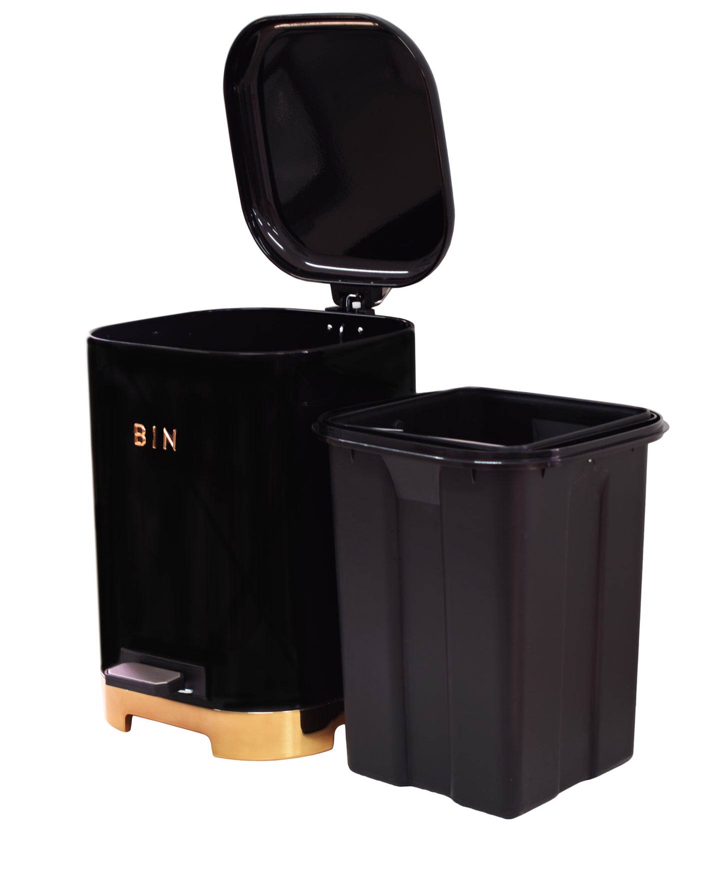 Retro Pedal Dust Bin 20Lt - Black & Rose Gold