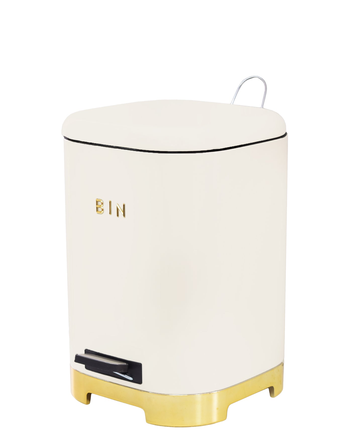 Retro Pedal Dust Bin 20Lt - Cream & Gold