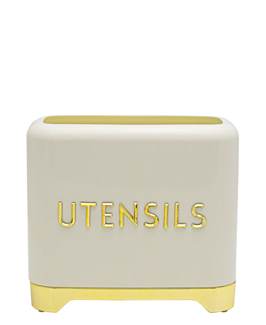 Retro Utensils Tin - Cream & Gold