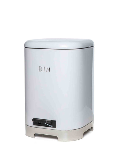 Retro Dustbin 20LT - White & Silver