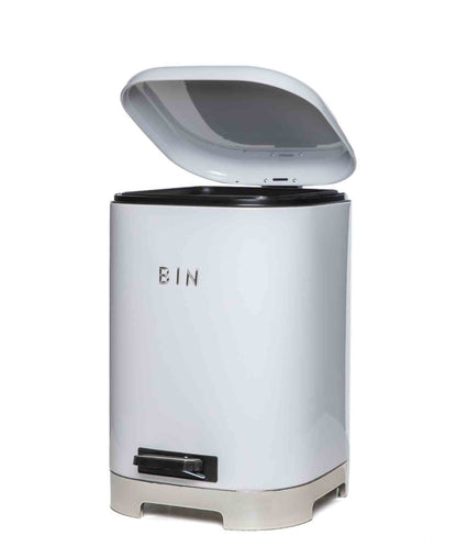 Retro Dustbin 20LT - White & Silver