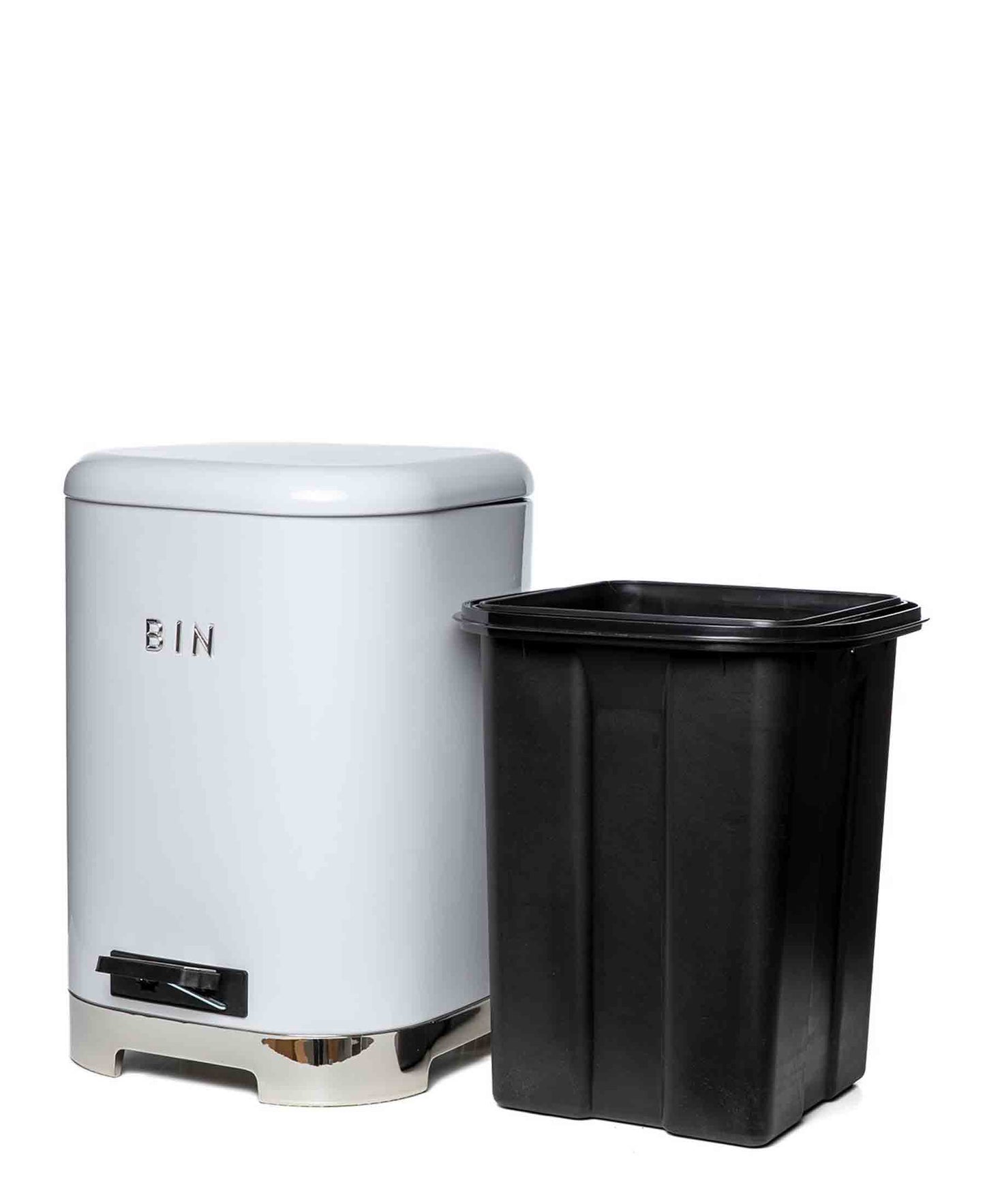 Retro Dustbin 20LT - White & Silver