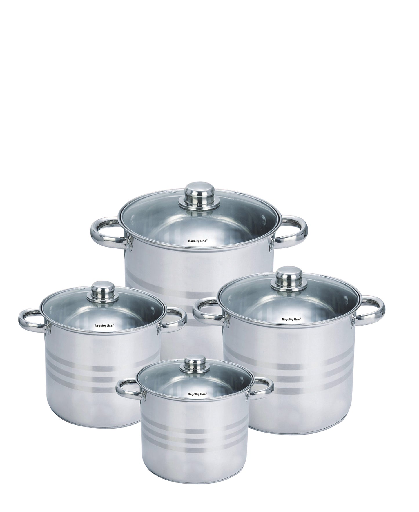 Royalty 8 Piece Large Stock Pot Set - Silver