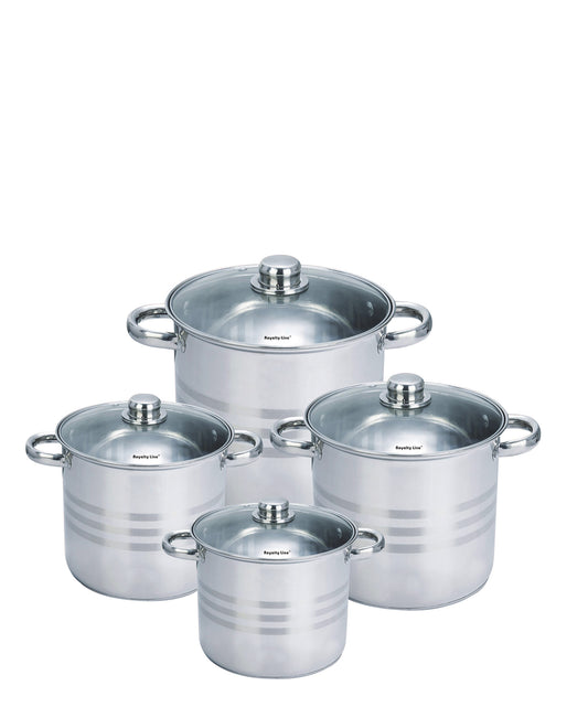 Royalty 8 Piece Medium Stock Pot Set - Silver