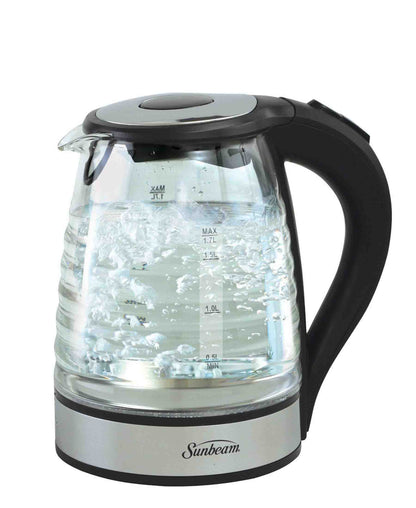 Sunbeam 1.7L Ribbed Glass Kettle - Black