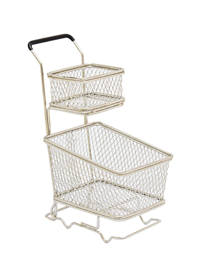 Kitchen Life Double Basket Shopping Trolley Silver