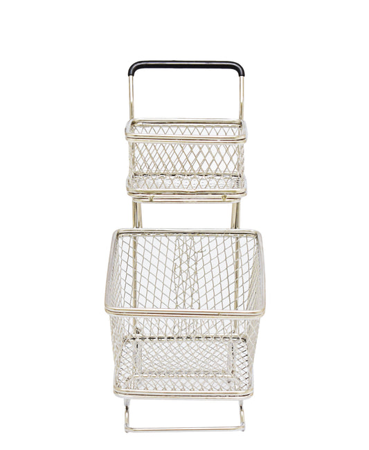 Kitchen Life Double Basket Shopping Trolley Silver