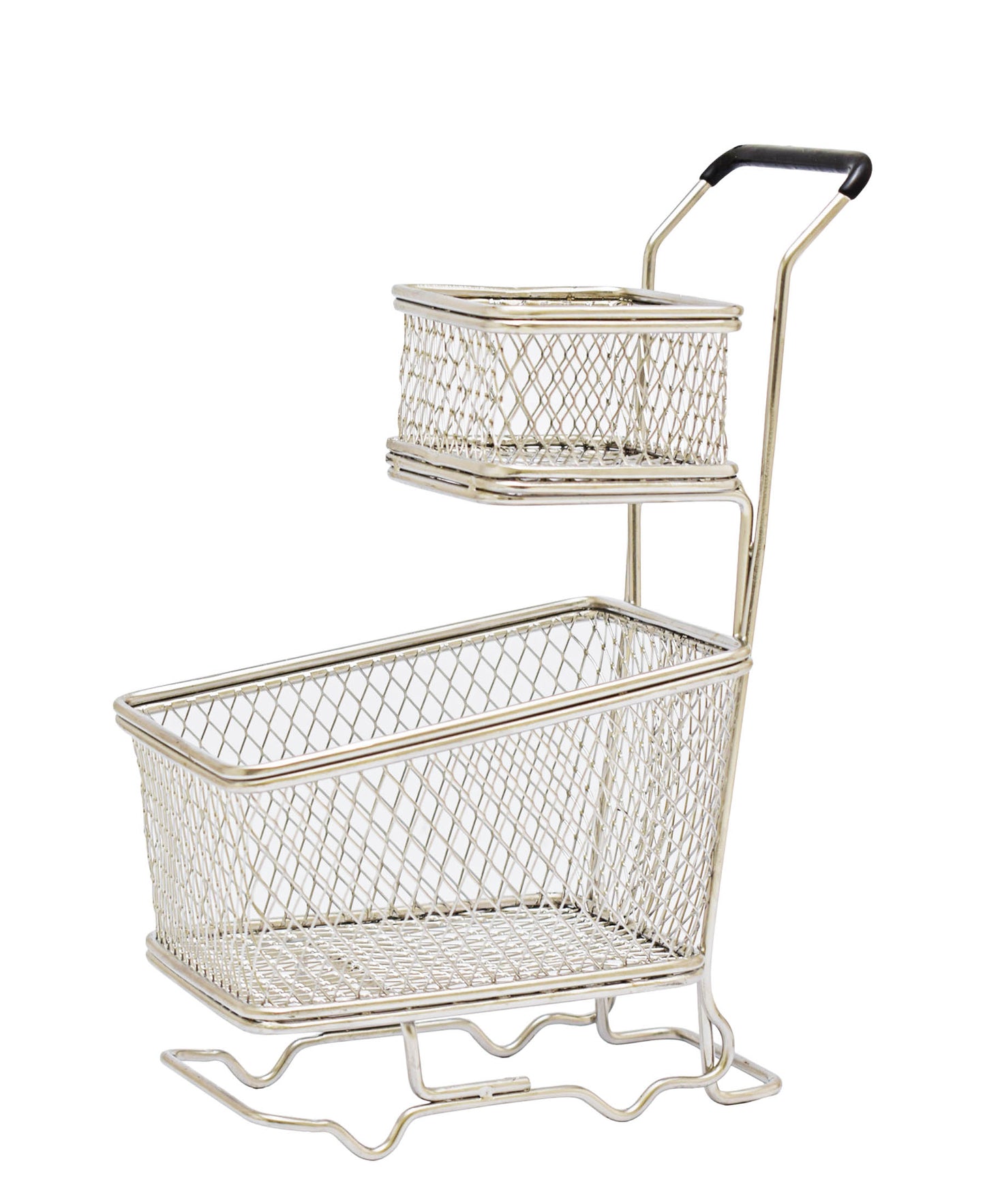 Kitchen Life Double Basket Shopping Trolley Silver