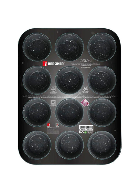 Bergner Non Stick 34.8cm Muffin Pan - Grey