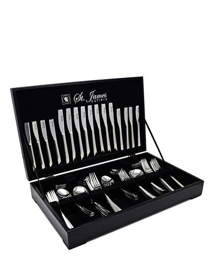 St James Cutlery Kensington In Wooden Canteen Set of 112 - Silver