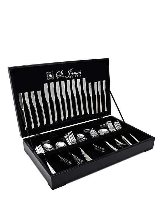 St James Cutlery Kensington In Wooden Canteen Set of 112 - Silver