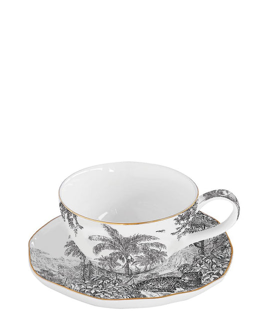 Easy Life Rain Forest Coffee Cup & Saucer - White