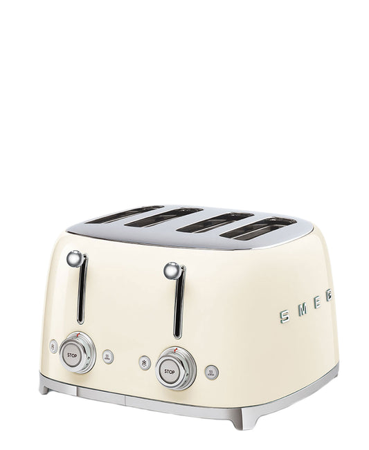 Smeg Retro 2000W 4 Slice Square Toaster - Cream