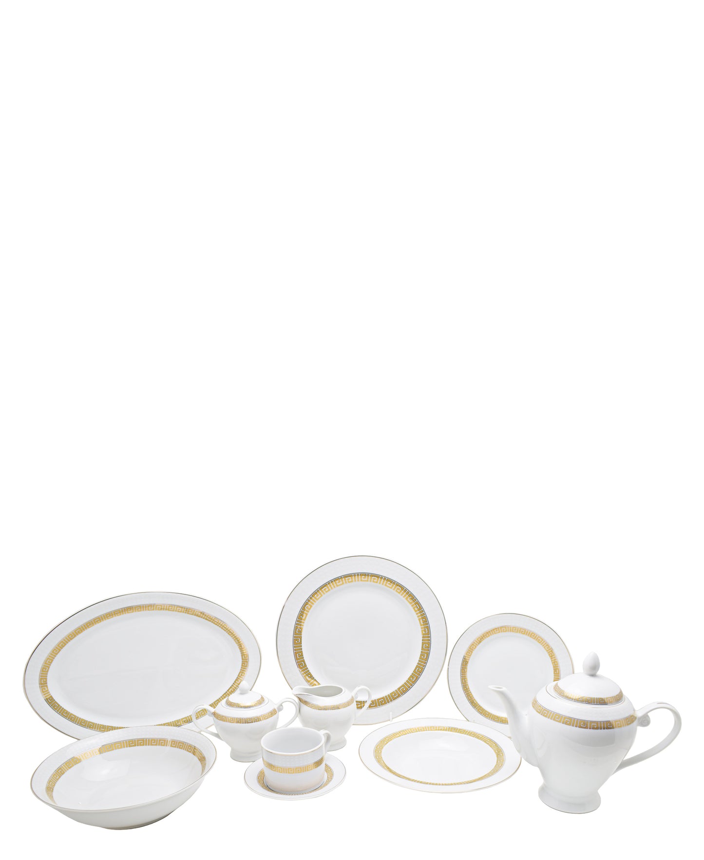 Table Pride 47 Piece Dinner Set - White With Gold Rim