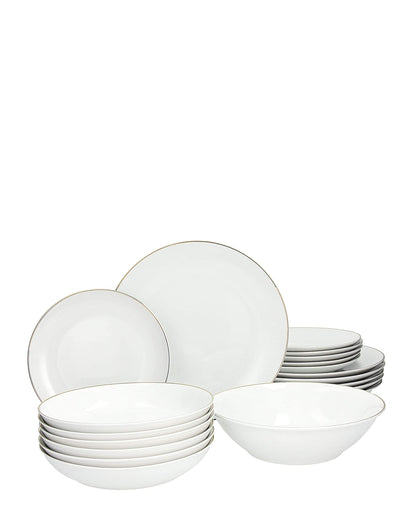 Tognana Fascetta Oro 18 Piece Dinner Set - White And Gold