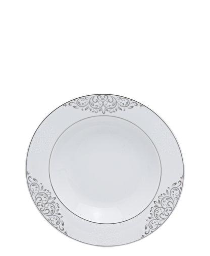 Table Pride 47 Piece Dinner Set - White With Black Floral Print