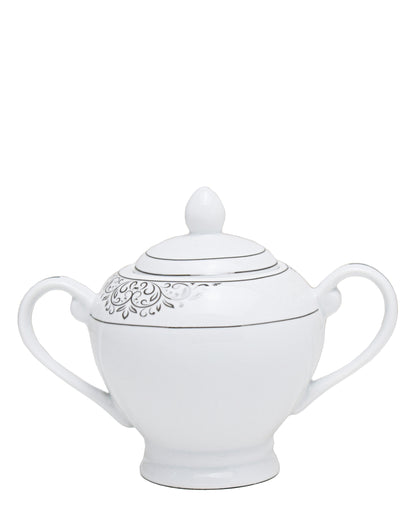 Table Pride 47 Piece Dinner Set - White With Black Floral Print