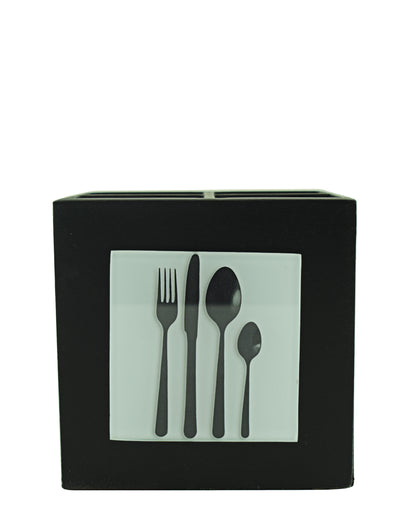 Kitchen Life Wooden Utensil Box - Black