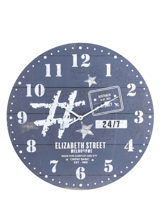 Elizabeth Street Shabby Elegance 55CM Wall Clock - Blue