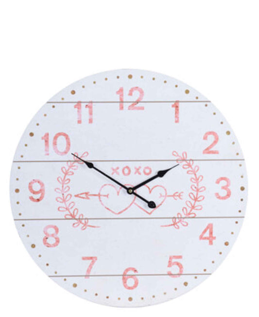 Xoxo Shabby Elegance 55CM Wall Clock - White & Pink