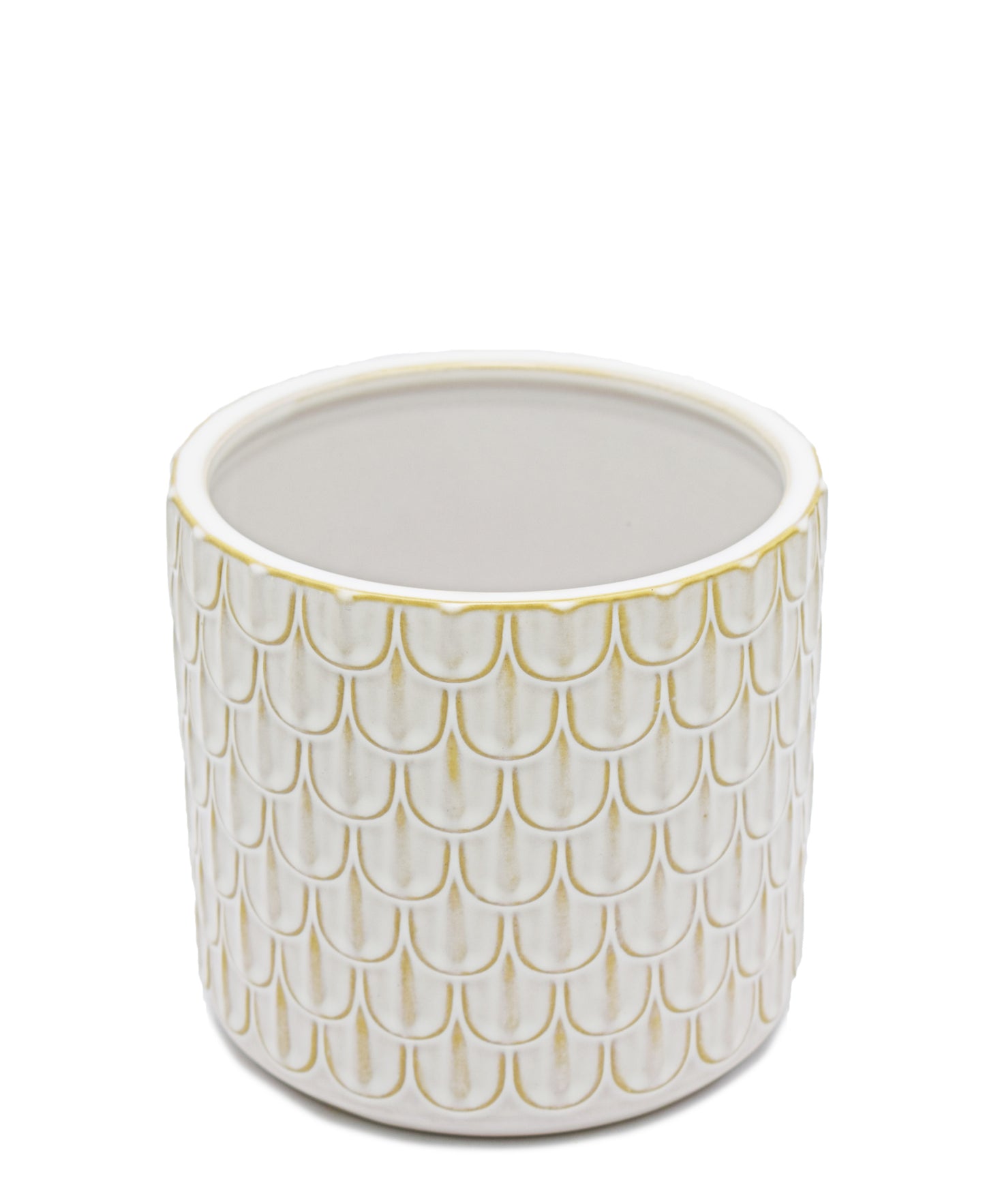 Urban Decor Textured Pot - Cream & Gold