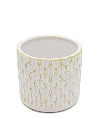 Urban Decor Textured Pot - Cream & Gold