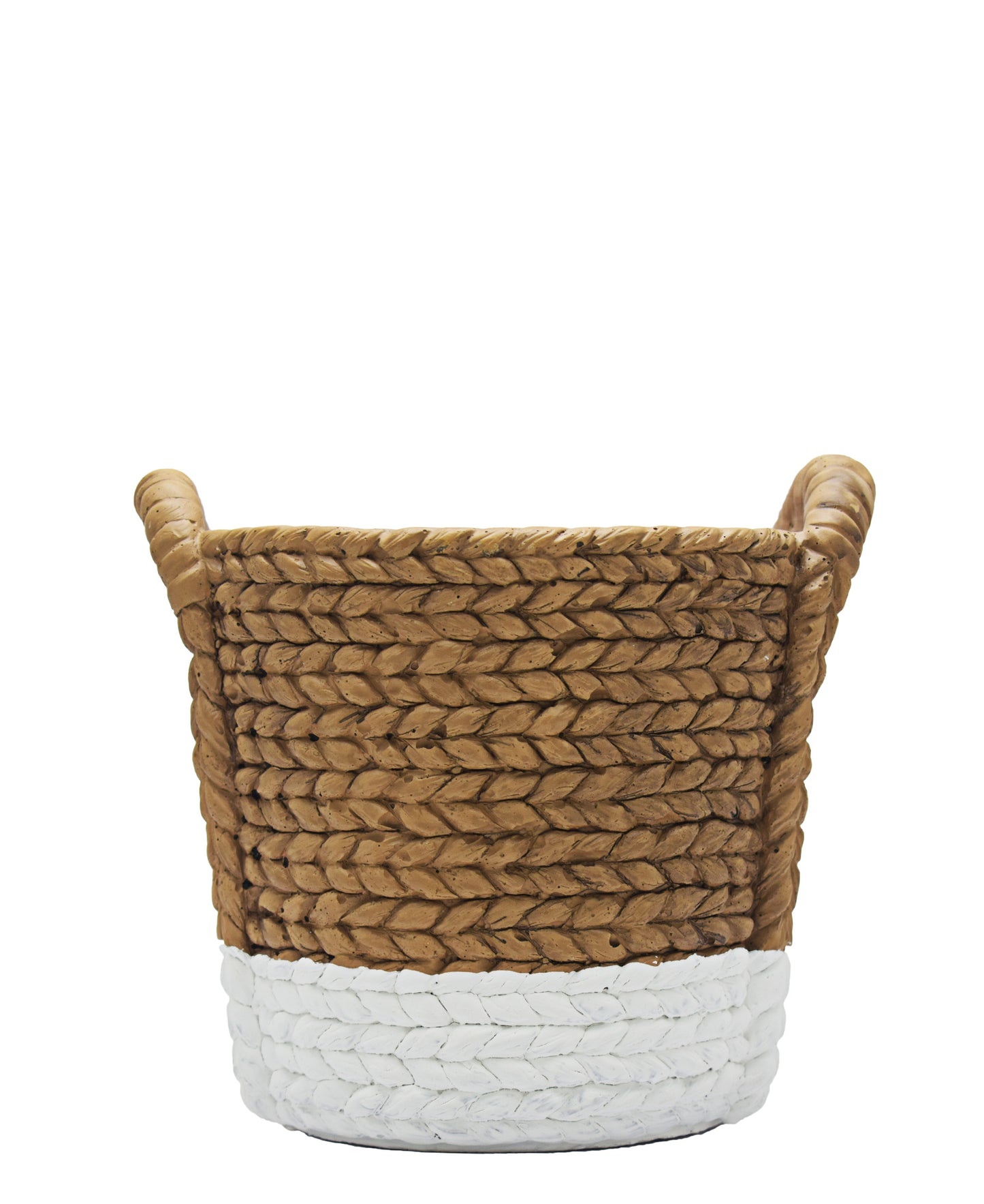 Natural Basket Pot Plant - White & Brown