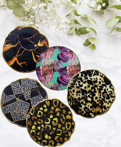 Kitchen Life Glass Coaster Set Of 6 - Black & White