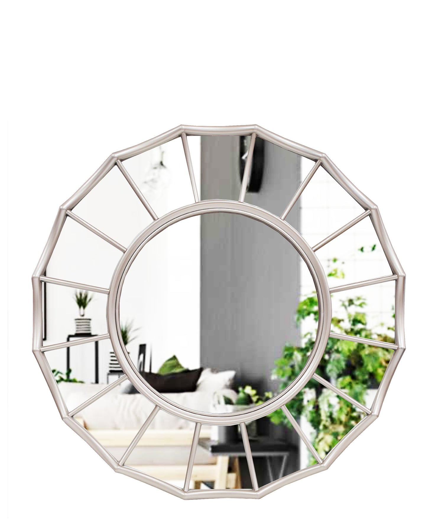 Urban Decor Round Mirror - Silver